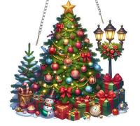 EOBROMD Árbol de Navidad Colgante de Pintura de Diamante, Diamond Painting Adultos, 5D DIY Diamante Pintura Colgante Pendant con Cadena, Navidad Cuadros de Diamantes pared Ventana Jardín Decoración