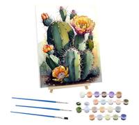 EOBROMD Cactus Pintar por Numeros Adultos con Marco, Cuadros para Pintar por Numeros Flores, Lona sin Pliegues Pintura al Colorear por Numeros con Caballete, Decoración del Hogar 30x40cm