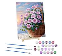 EOBROMD Costa Pintar por Numeros Adultos con Marco, Cuadros para Pintar por Numeros Cesta, Lona sin Pliegues Pintura al Colorear por Numeros con Caballete, Decoración del Hogar 30x40cm