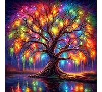EOBROMD Diamond Painting Kit Completo Árbol, Fantasía Pintura de Diamante Adultos Niños, Punto de Cruz Diamante, Cuadro Diamante Art Rhinestones Bordado para Decoración Hogar 30x30cm
