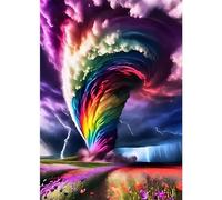 EOBROMD Diamond Painting Kit Completo Tornado Colorido, Fantasía Pintura de Diamante Adultos Niños, Punto de Cruz Diamante, Cuadro Diamante Art Rhinestones Bordado para Decoración Hogar 30x40cm