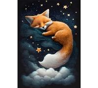 EOBROMD Diamond Painting Kit Completo Zorro, Pintura de Diamante Adultos Niños, Animales Punto de Cruz Diamante, Cielo Estrellado Cuadro Diamante Art Rhinestones Bordado para Decoración Hogar 30x40cm