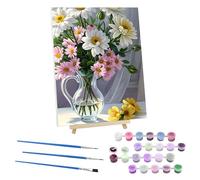 EOBROMD Flor Pintar por Numeros Adultos con Marco, Cuadros para Pintar por Numeros Jarrón, Lona sin Pliegues Pintura al Colorear por Numeros con Caballete, Decoración del Hogar 30x40cm