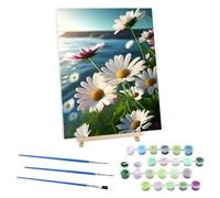 EOBROMD Flores Pintar por Numeros Adultos con Marco, Cuadros para Pintar por Numeros Mar, Lona sin Pliegues Pintura al Colorear por Numeros con Caballete, Decoración del Hogar 30x40cm