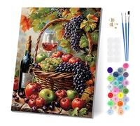 EOBROMD Fruta Pintar por Numeros Adultos con Marco, Cuadros para Pintar por Numeros, Lona sin Pliegues Pintura al Cuadros por Numeros, Decoración del Hogar 30x40cm