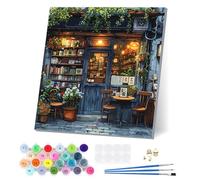 EOBROMD Librería Pintar por Numeros Adultos con Marco, Cuadros para Pintar por Numeros, Lona sin Pliegues Pintura al Cuadros por Numeros, Decoración del Hogar 30x30cm