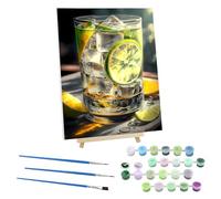 EOBROMD Marino Pintar por Numeros Adultos con Marco, Cuadros para Pintar por Numeros Té de Limón, Lona sin Pliegues Pintura al Colorear por Numeros con Caballete, Decoración del Hogar 30x40cm