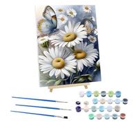 EOBROMD Mariposa Pintar por Numeros Adultos con Marco, Cuadros para Pintar por Numeros Margarita, Lona sin Pliegues Pintura al Colorear por Numeros con Caballete, Decoración del Hogar 30x40cm