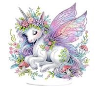 EOBROMD Ornamento Mesa de Unicornio Pintura Diamante，Diamantes con Forma Especial Acrílico Flores Diamond Painting Adornos, Cuadros de Diamantes Ornamento para Mesa Decoración