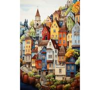 EOBROMD Pintar por Numeros Adultos, Arquitectura Pintura por Numeros con Marco, Paisajes Kit de Pintura al óleo de Lienzo DIY para con Pinceles, Pigmento Acrílico, Decoración para el Hogar 20x30cm