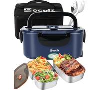 Eocolz Lonchera Eléctrica - Fiambrera eléctrica de 60 a 80 W para adultos, calentador de alimentos portátil para coche, camión, trabajo, con tenedor y cuchara de acero inoxidable