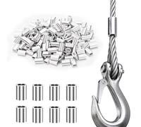 EODKSE 100 Piezas de virolas de Aluminio Dobles para Cables de Acero, con Manguito de Bucle y Cuerda de Alambre, Plateadas (2 mm / 0,078 Pulgada)