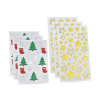 EODKSE Pegatinas Navideñas con Purpurina - Ideal para Decoración, Scrapbooking, Envolturas, Árbol y Botas de Navidad, Manualidades y más, Set de 6 Pegatina