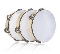 EOEXN 3 Pack 8 inch Tambourine for Adults, Wood Tambourine with Metal Jingles, Educational Instrument for KTV, Party, Church