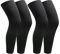 EOGRFW 2 pares de mangas de compresión para las piernas, mangas largas de compresión, protección solar UV, para deportes de ciclismo, para hombres y mujeres, correr, baloncesto, Negro , L