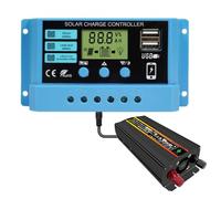 Eoixuqba Controlador de batería solar, 12 V/24 V, carga de seguimiento de enfoque automático con pantalla LCD, adecuado para baterías AGM, gel y litio