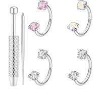 Eoixuqba Piercings De Nariz Para Mujer | Piercing De Acero Inoxidable Resistente Al Deslustre,Juego De Joyería De Plata Para Piercing Nasal En Aro | Para Viaje Diario Citas Baile Eventos Y Ocasiones
