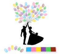 EOJDDPA 6 colores Inkpad Box Huellas dactilares Árbol de visitas, libro de visitas, árbol de huellas dactilares, para bodas, cumpleaños, fiestas, 30 x 40 cm