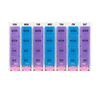 EOJDDPA 7 días 4 Veces al día 28 Compartimentos Caja para medicamentos Organizador de medicamentos Diseño de botón Durable Apto para Viajes Azul Púrpura 21x12 5x2 3cm