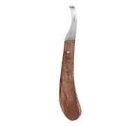 EOJDDPA Cuchillo para pezuñas de caballo, hoja de acero al carbono fina curvada a mano izquierda, mango ergonómico de madera, herramienta para recortar pezuñas para caballos pequeños y