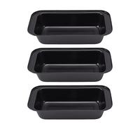 EOJDDPA Juego de 3 moldes para pan antiadherentes de acero al carbono, rectangulares, negros, de grado profesional, resistentes al calor, para pan casero, pasteles, horneado, uso en la