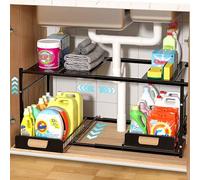 EOJDDPA Organizador bajo fregadero, organizador de armario de cocina doble, separador extraíble, 2 niveles, almacenaje cocina extensible, organizador fregadero para baño