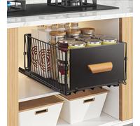 EOJDDPA Organizador de cajones telescópicos, cajón extraíble para cocina sin taladrar, 40 x 24 x 17 cm, acero al carbono con deslizadores silenciosos