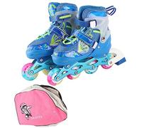 EOJDDPA Patines en línea ajustables, ruedas con luz, patines para niños, patinaje en interiores y exteriores, tamaño 35 38