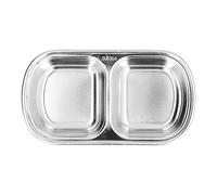 EOJDDPA Plato Dividido De Acero Inoxidable Plato De Salsa Engrosada Tazón De Condimento De Múltiples Compartimentos para Restaurantes Picnics Camping Acero Inoxidable 304 1 Paquete (2 compartimentos)