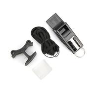 EOJDDPA Silbato de árbitro profesional, ABS deportivo con cordón y protector bucal, alto y claro para fútbol, baloncesto, voleibol y supervivencia al aire libre (negro y plateado)