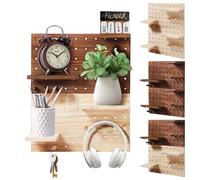 EOJDDPA Tablero de clavijas de madera con organizador de exhibición modular, soporte para llaves de pared con ganchos, organizador de pared Rega para dormitorio, estudio, oficina, baño, 15 x 9