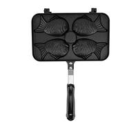 EOJDDPA Taiyaki Waffle Pan Antiadherente Doble Cara en Forma de Pescado Molde para Pasteles con Mango Antiescaldado Aleación de Aluminio Waffle Maker para Cocina Desayuno Camping Picnics