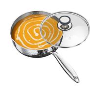 Eojpdji Cacerola con Tapa - Recipiente de Acero Inoxidable con Asa y Pico Vertedor,Olla de Cocción a Vapor - Para Freír, Cocinar a Fuego Lento, Hervir, Uso en Cocina y en Hogar, Apto para Inducción