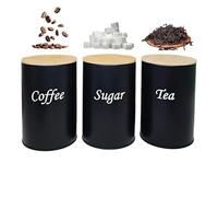 Eojpdji Contenedor de té - 3 piezas hermética de gran volumen para almacenamiento de alimentos, contenedor de azúcar para barra de café, para caramelos, avena, nueces, leche en polvo, sal, mostrador