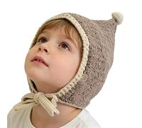 Eojpdji Gorros de punto para niños | Con protección para las orejas y cordón antideslizante - Gorro de punto cálido para niños,Para uso diario al aire libre hogar clima frío otoño, gris