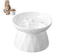 Eojpdji Lento para Gatos - Plato de Cerámica Antivómitos para Mascotas,Lento Alto para Gatos,para Mascotas con Dieta Saludable Y Alimento Seco O Húmedo