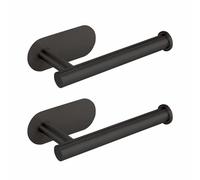 Eolax Portarrollos de Papel Higiénico Autoadhesivo, Acero Inoxidable SUS304, Hace Falta Taladrar, Soporte para Papel Higiénico Montado en la Pared (Negro) Paquete de 2