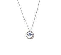 Eomsky Cadena De Piedra De Luna, Collar De Estrellas De Luna, Damas 925 Plata Esterlina con Azul/Rosa, Collar Colgante Luna Regalo De Joyería para Damas Niñas