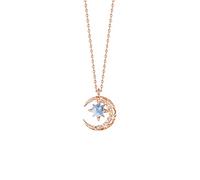 Eomsky Cadena De Piedra De Luna, Collar De Estrellas De Luna, Damas 925 Plata Esterlina con Azul/Rosa, Collar Colgante Luna Regalo De Joyería para Damas Niñas