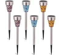 EONANT luces solares para césped, farolas de mosaico impermeables al aire libre, iluminación de paisaje, utilizadas para decoración de aceras de entrada de terraza de jardín (6pcs)