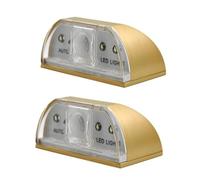 EONANT Luz de ojo de cerradura, sensor de movimiento PIR por infrarrojos LED Smart Door Lock Sensor Light, funciona con pilas con 4 LED para puerta, cocina, escalera, inodoro y más (oro, 2 unidades)