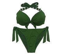 EONAR Bikini Mujer Push-Up con Aros - Sujetador Extraíble Acolchado, Tirantes Ajustables y Escote Acentuado - Trajes de Baño(L,Army Green)
