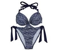 EONAR Bikini Mujer Push-Up con Aros - Sujetador Extraíble Acolchado, Tirantes Ajustables y Escote Acentuado - Trajes de Baño(XL,Zebra)