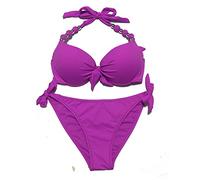 EONAR Bikini Mujer Push-Up con Aros - Sujetador Extraíble Acolchado, Tirantes Ajustables y Escote Acentuado - Trajes de Baño(XL,Purple)