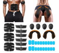 EONDEVO 35Pcs / Set Electroestimulador Muscular, EMS Abdominales Electroestimulacion con 4 Mandos y 20 Almohadillas de Gel, para Abdomen/Brazo/Piernas/Cintura, Hombres y Mujeres