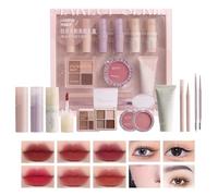 EONFAVE All In 1 Set de maquillaje, 11 unidades, set de regalo de maquillaje, brillo de labios, colorete, paleta de sombras de ojos, lápiz de cejas, delineador de ojos, crema BB, suave y sedoso, para