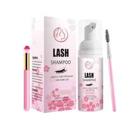 EONFAVE Champú líquido para pestañas, champú de espuma para pestañas con cepillo para extensiones de pestañas, suave y no irritante, elimina la máscara y pegamento, limpia profundamente, elimina las