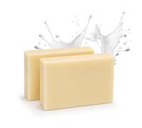 EONFAVE Jabón de leche de cabra, 2 unidades de jabón natural, jabón sólido para hombres y mujeres, jabón corporal natural, hidratante, suavizante, jabón de baño de limpieza profunda, jabón de manos