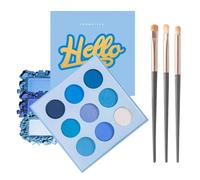 EONFAVE Paleta de sombras de ojos, 9 colores mate y brillante, paleta de sombras de ojos con pincel (azul)