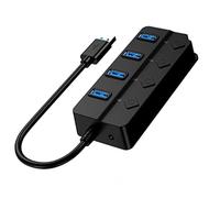 Eono 4 Puertos HUB USB 3.0, Concentrador Adaptador USB Data Hub Ultrafino de Alta Velocidad 5Gbps con Indicador LED Compatible con MacBook, iMac, PC portátil, Flash USB